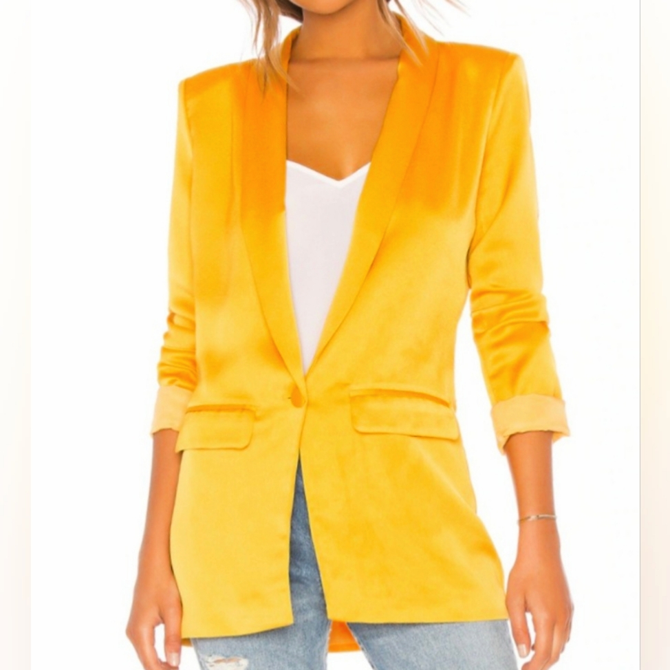 L'academie The Fleur Satin Crepe Blazer